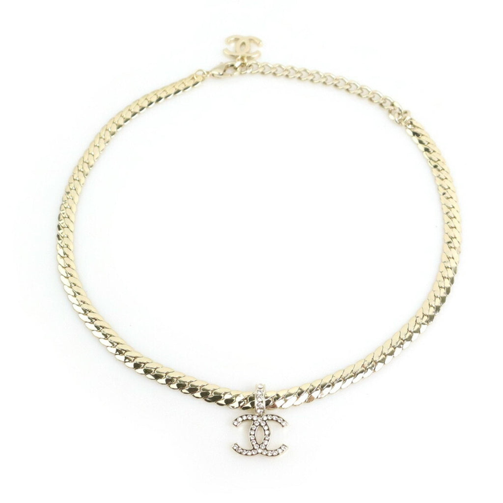 CC Logo Pendant Necklace Gold-Tone Metal