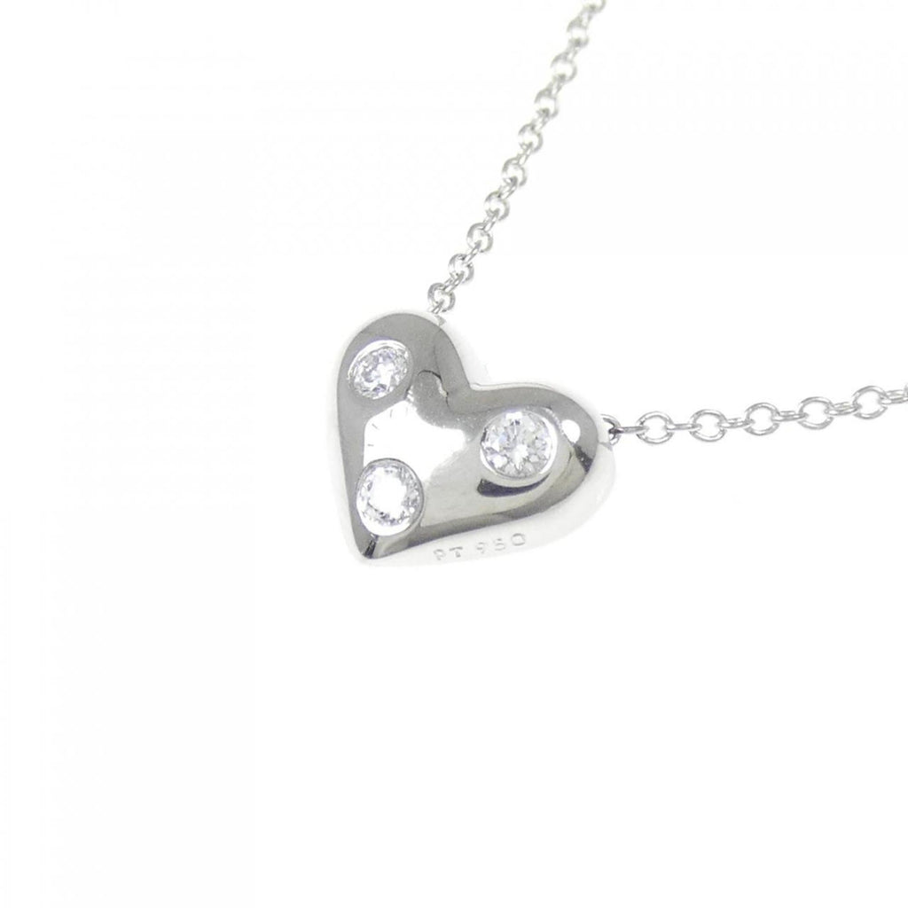 Pinched Heart Pendant Necklace Platinum with Diamond