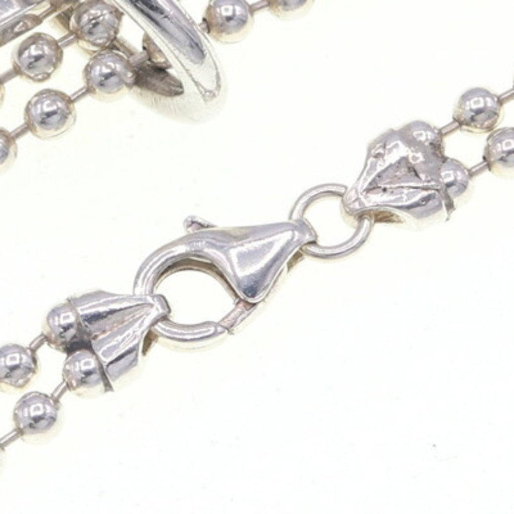 Square Plate Pendant Necklace Sterling Silver Double-Strand Ball Chain