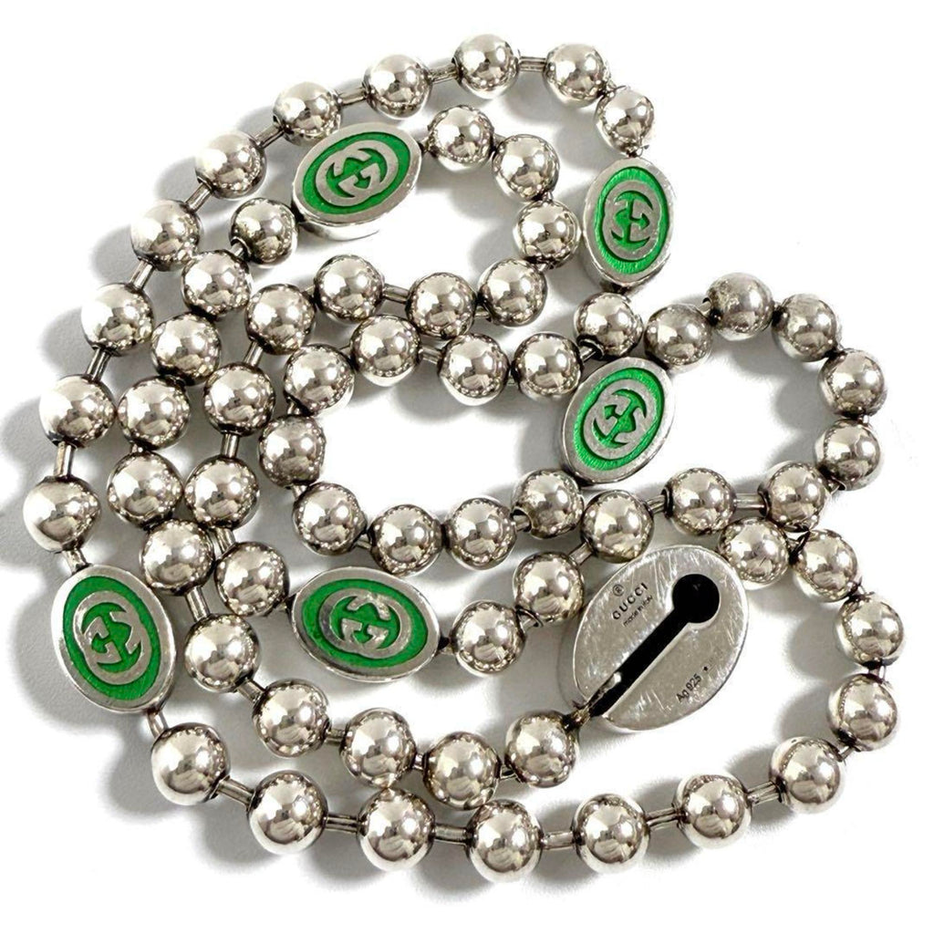 GG Ball Chain Pendant Necklace Sterling Silver