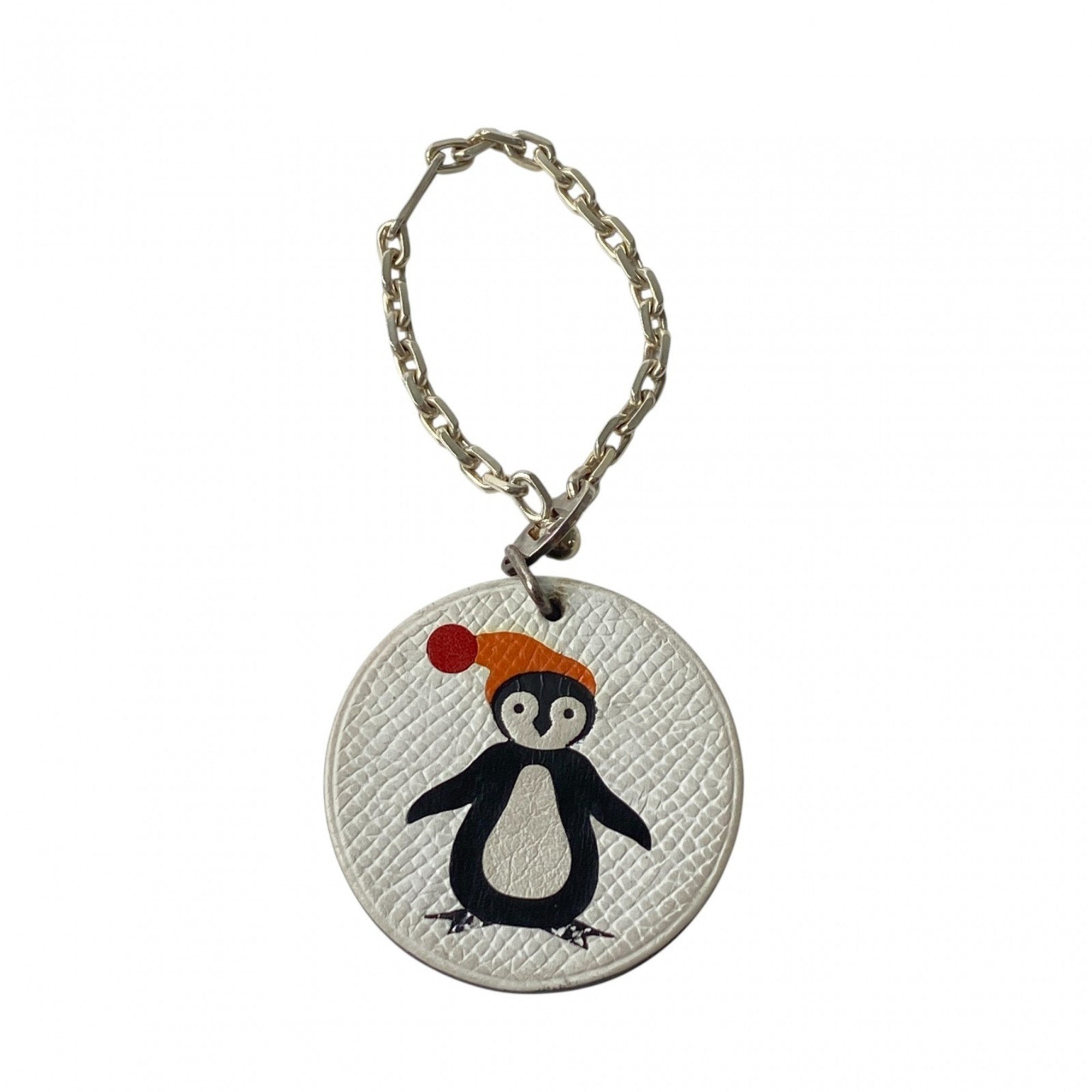 Penguin Charm Leather and Sterling Silver Handbag Charm