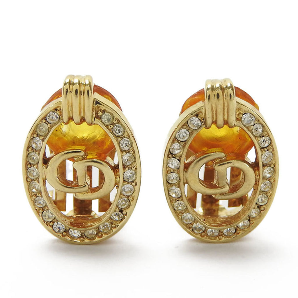 Clip-On Earrings Rhinestone Clip-On Gold-Tone Metal