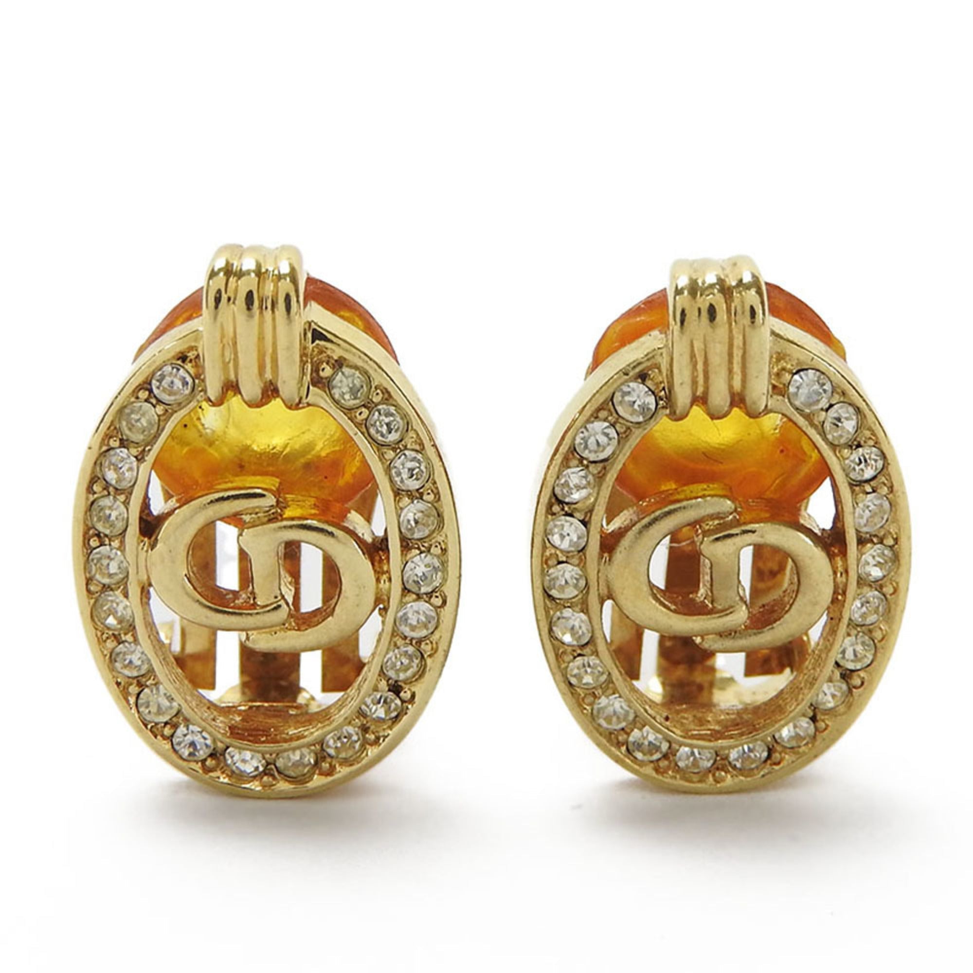 Clip-On Earrings Rhinestone Clip-On Gold-Tone Metal