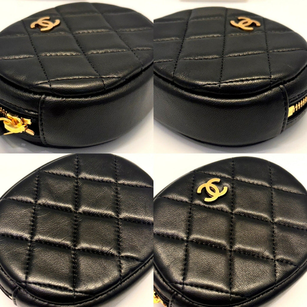 Pearl Crush Round Clutch with Chain Quilted Lambskin