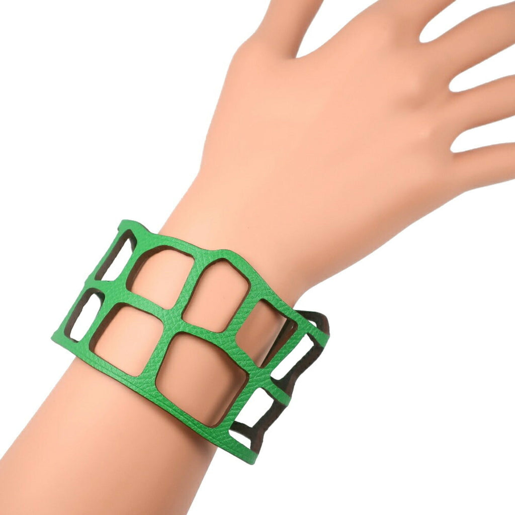 Bangle Togo Leather Green Bracelet