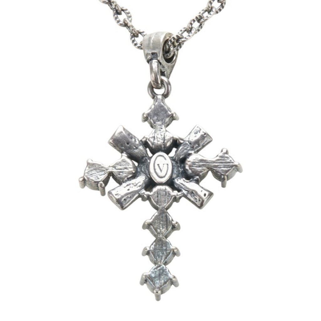 Cross Motif Pendant Necklace Silver Multi-Color Metal