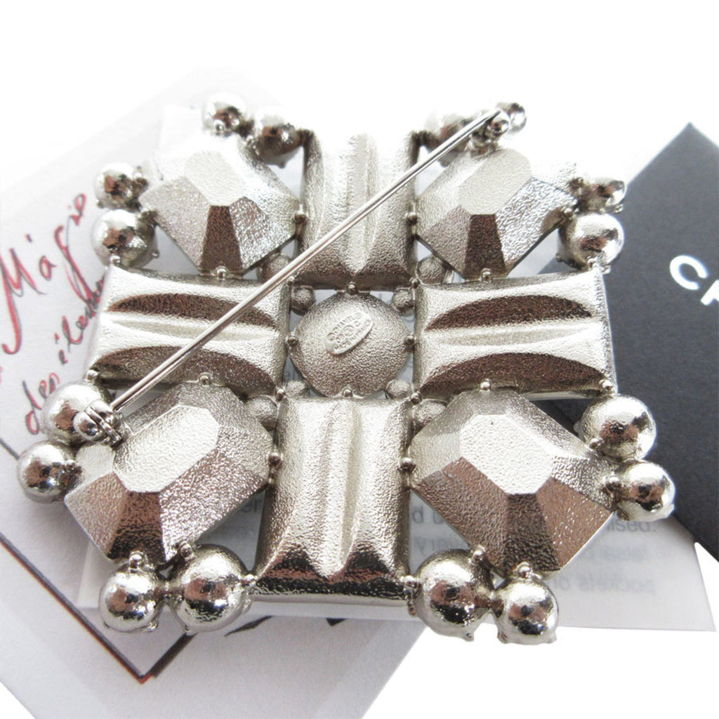 CC Logo Brooch Silver-Tone Metal