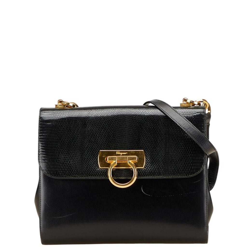 Gancini Convertible Top Handle Bag Lizard Medium
