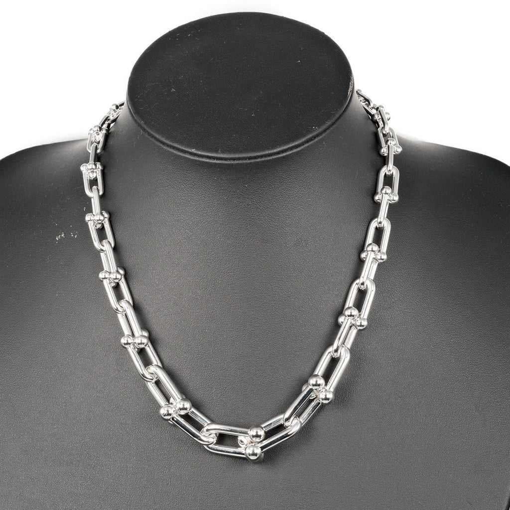 Hardware Graduated Link Pendant Necklace Sterling Silver