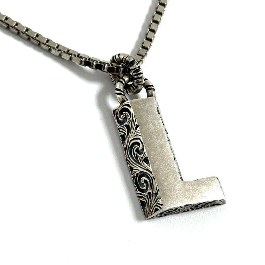 Alphabet Pendant Necklace Sterling Silver Initial L