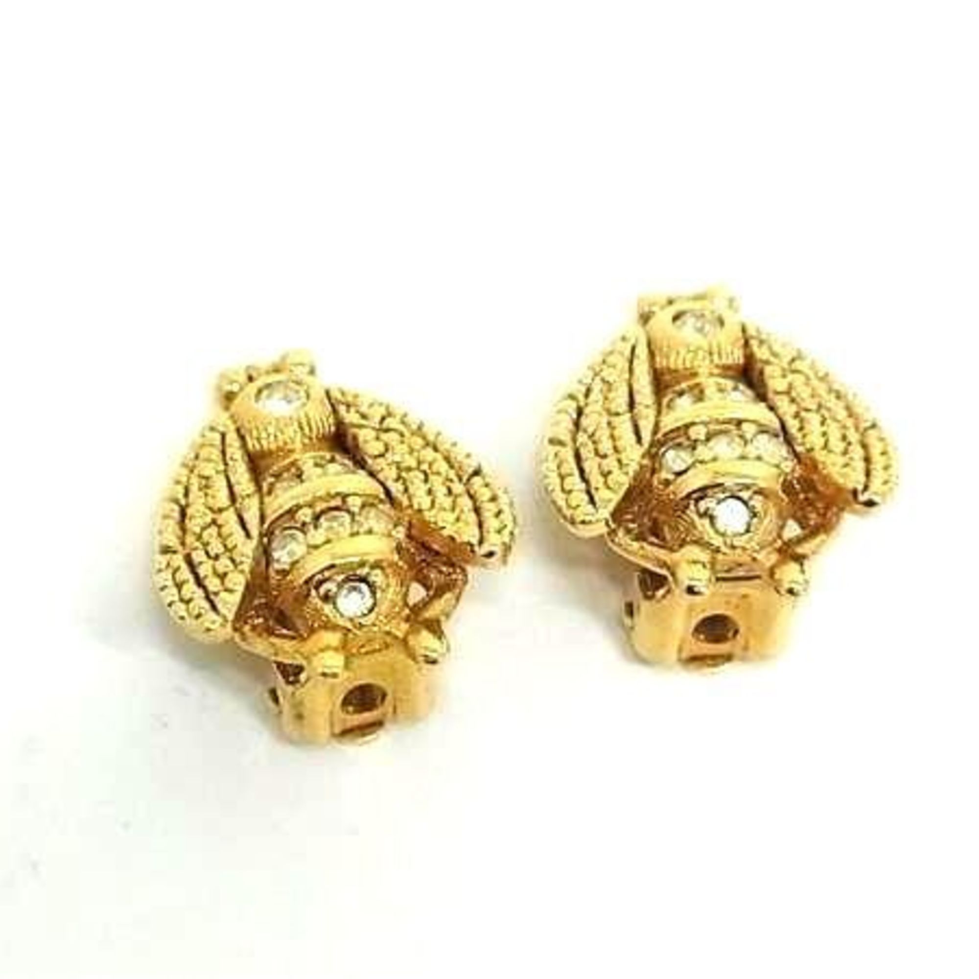 Clip-On Earrings Rhinestone Clip-On Gold-Tone Metal