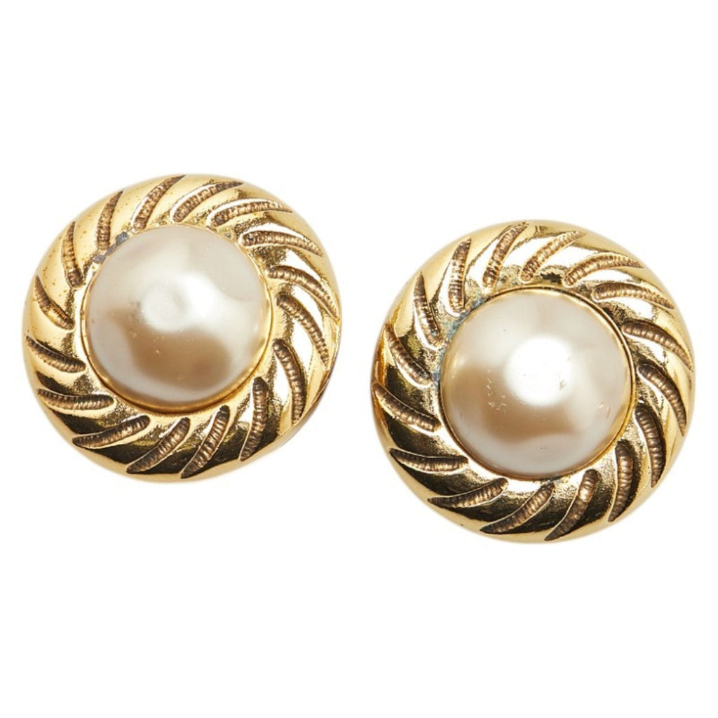 Clip-On Earrings Pearl Clip-On Gold-Tone Metal