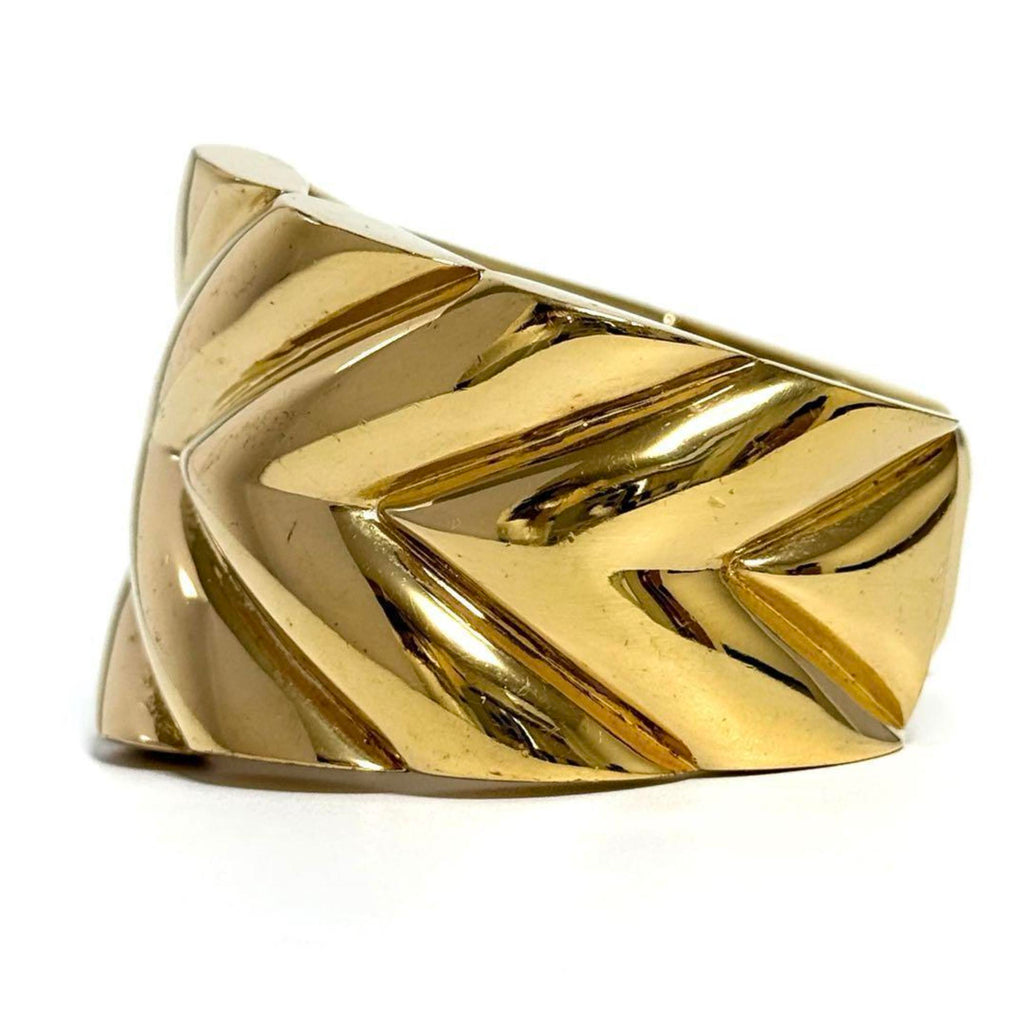 Wide V Motif Bracelet Metal
