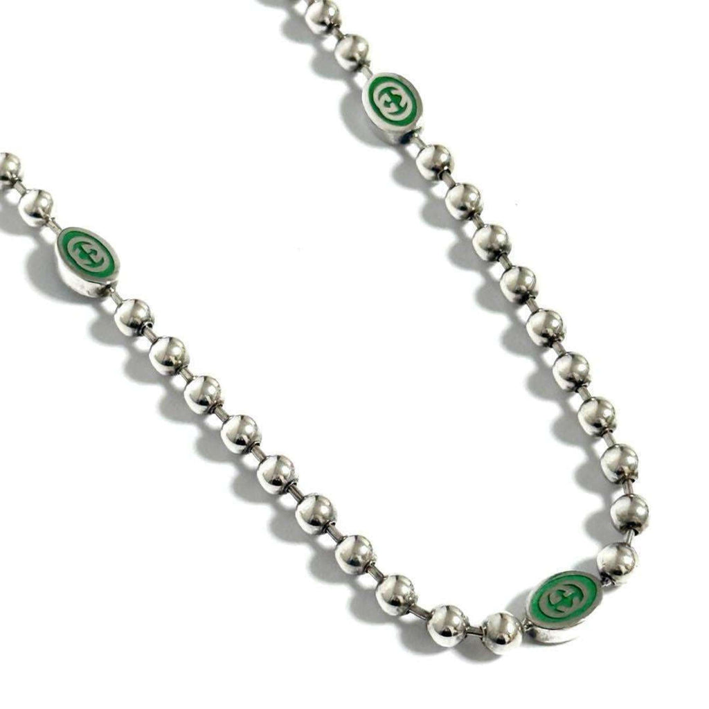 GG Ball Chain Pendant Necklace Sterling Silver