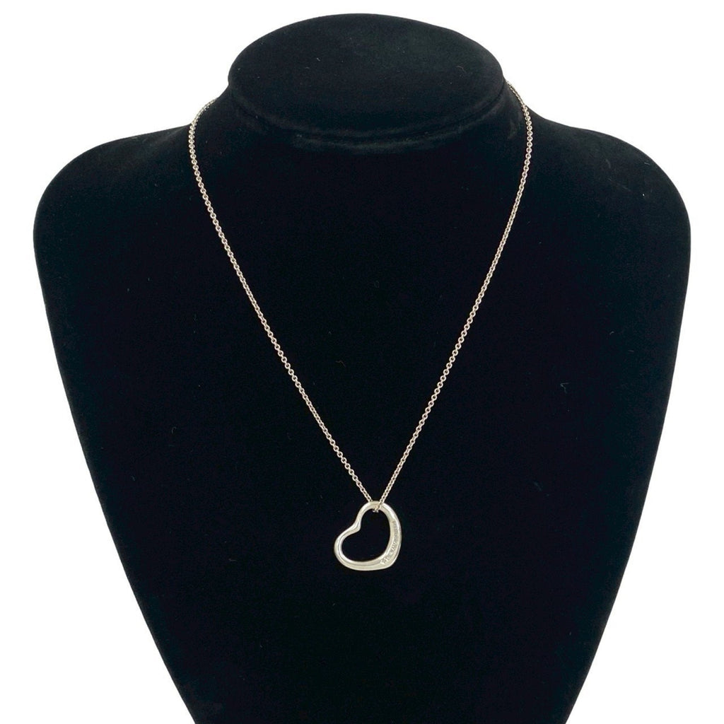 Open Heart Pendant Necklace Sterling Silver 14mm