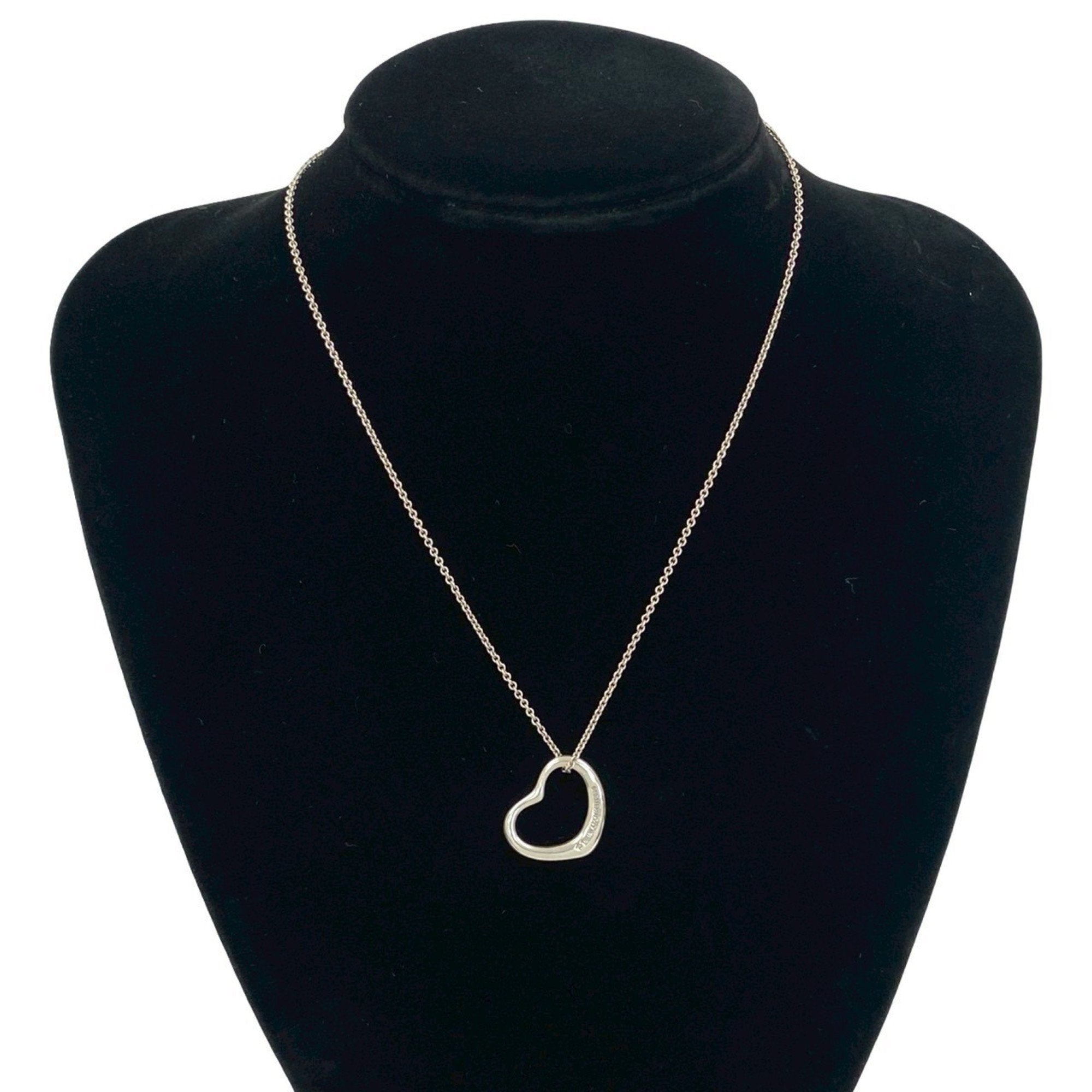 Open Heart Pendant Necklace Sterling Silver 14mm