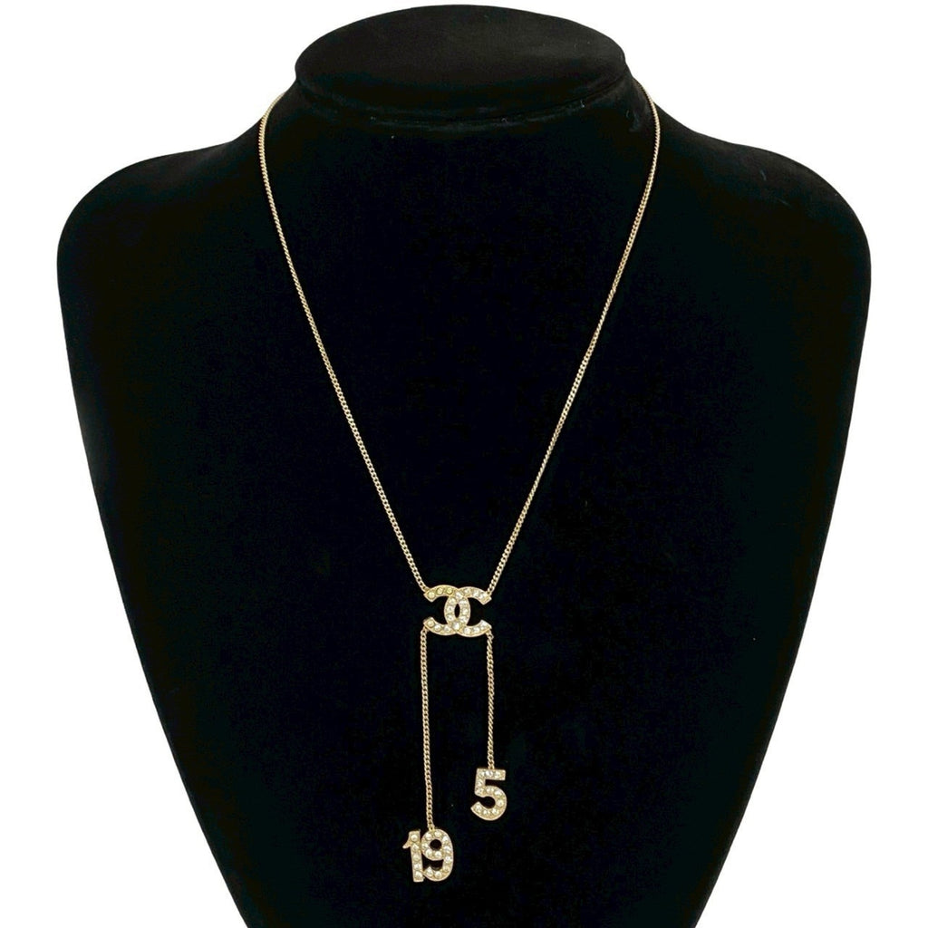 CC Logo Pendant Necklace Gold-Tone Metal