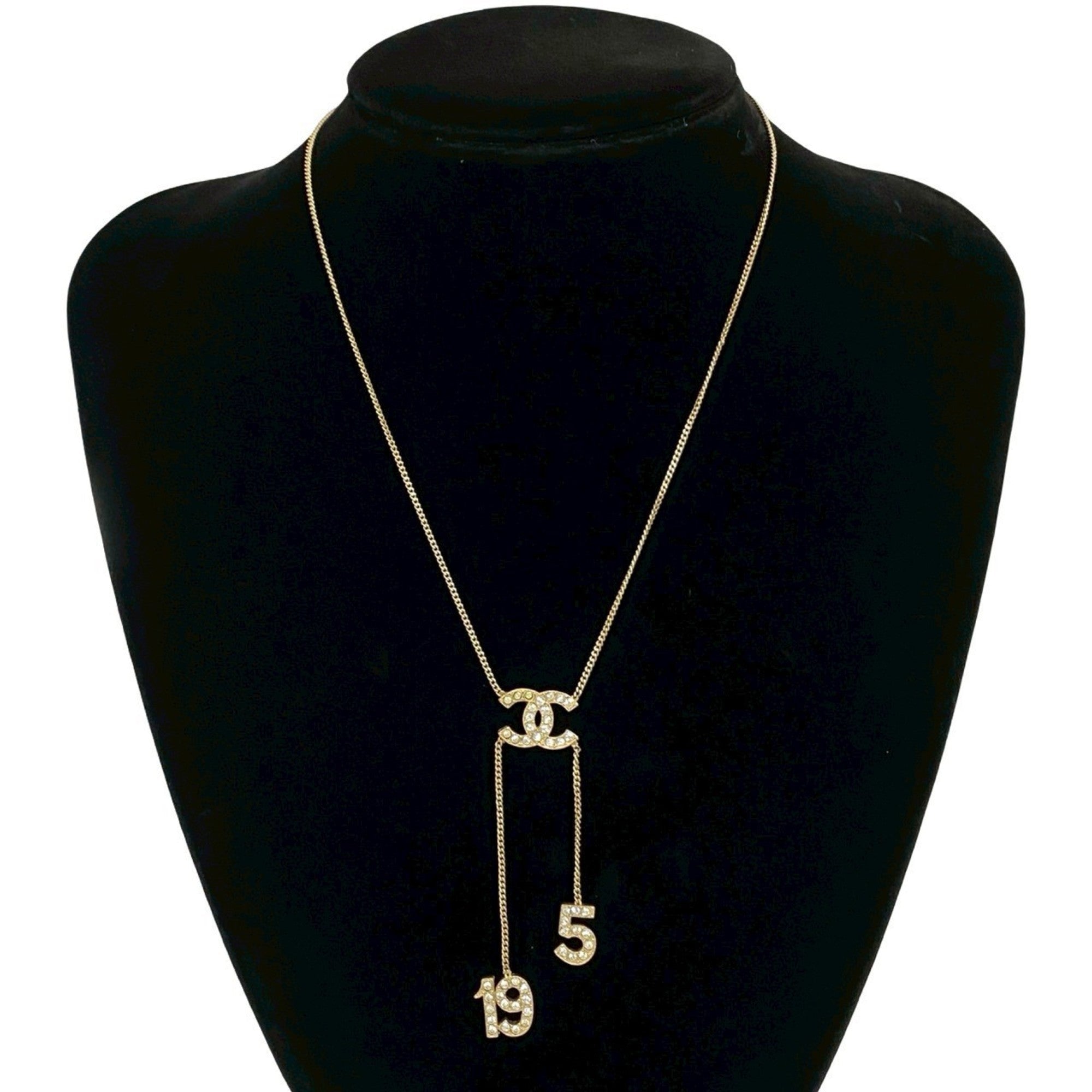 CC Logo Pendant Necklace Gold-Tone Metal