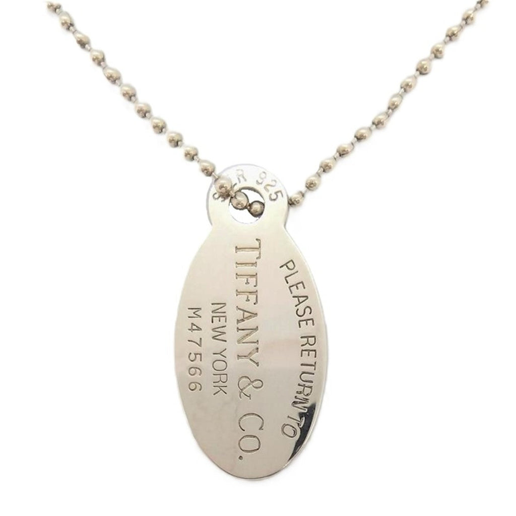 Oval Tag Pendant Necklace Sterling Silver