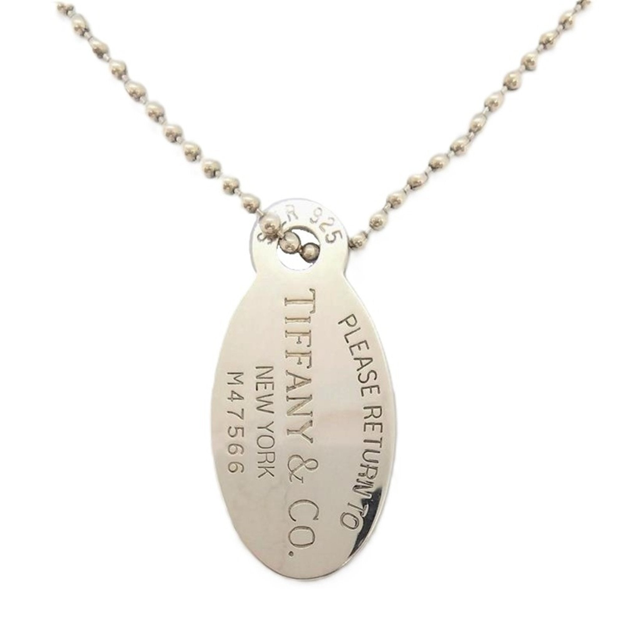 Oval Tag Pendant Necklace Sterling Silver