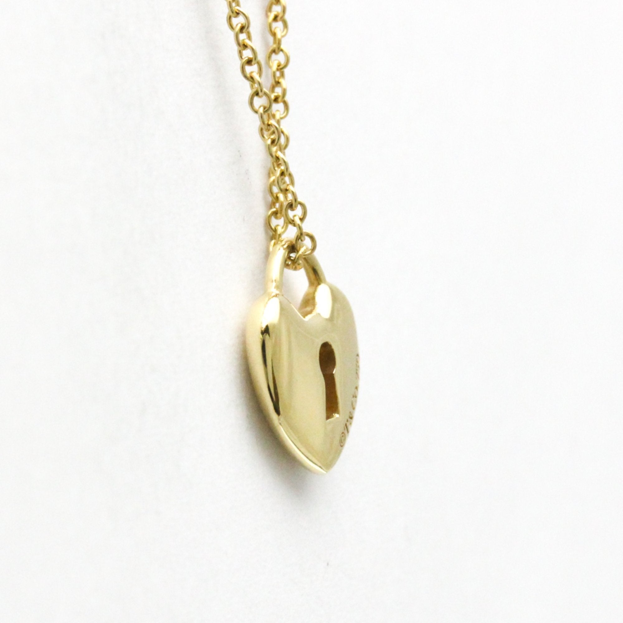 Heart Lock Key Pendant Necklace 18K Yellow Gold