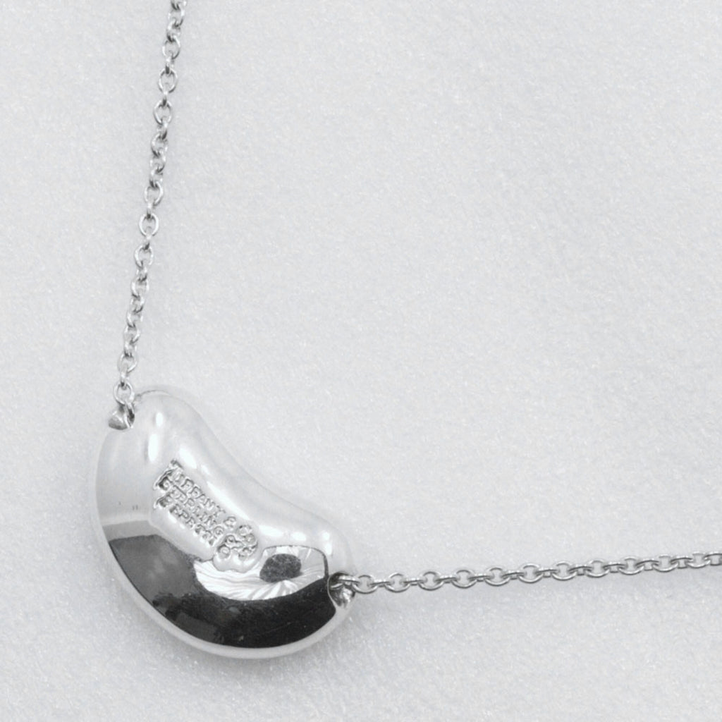Bean Pendant Necklace Sterling Silver 13mm