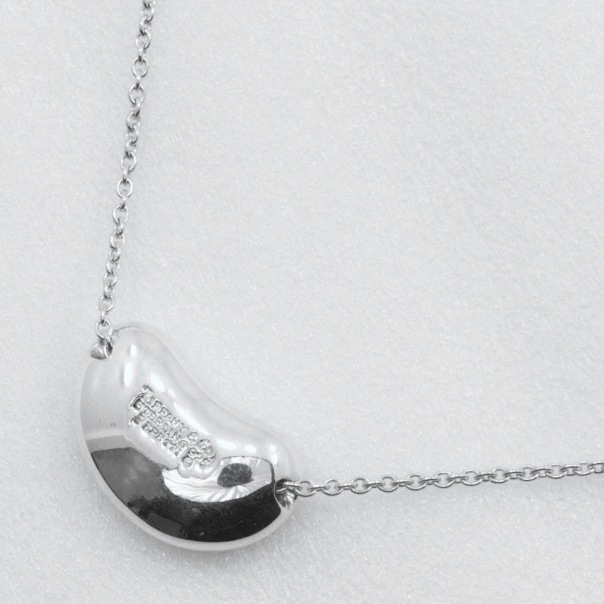 Bean Pendant Necklace Sterling Silver 13mm