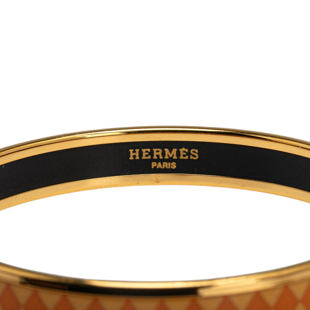 Bangle Orange Enamel and Gold Plated Mini with Diamond Motif Bracelet