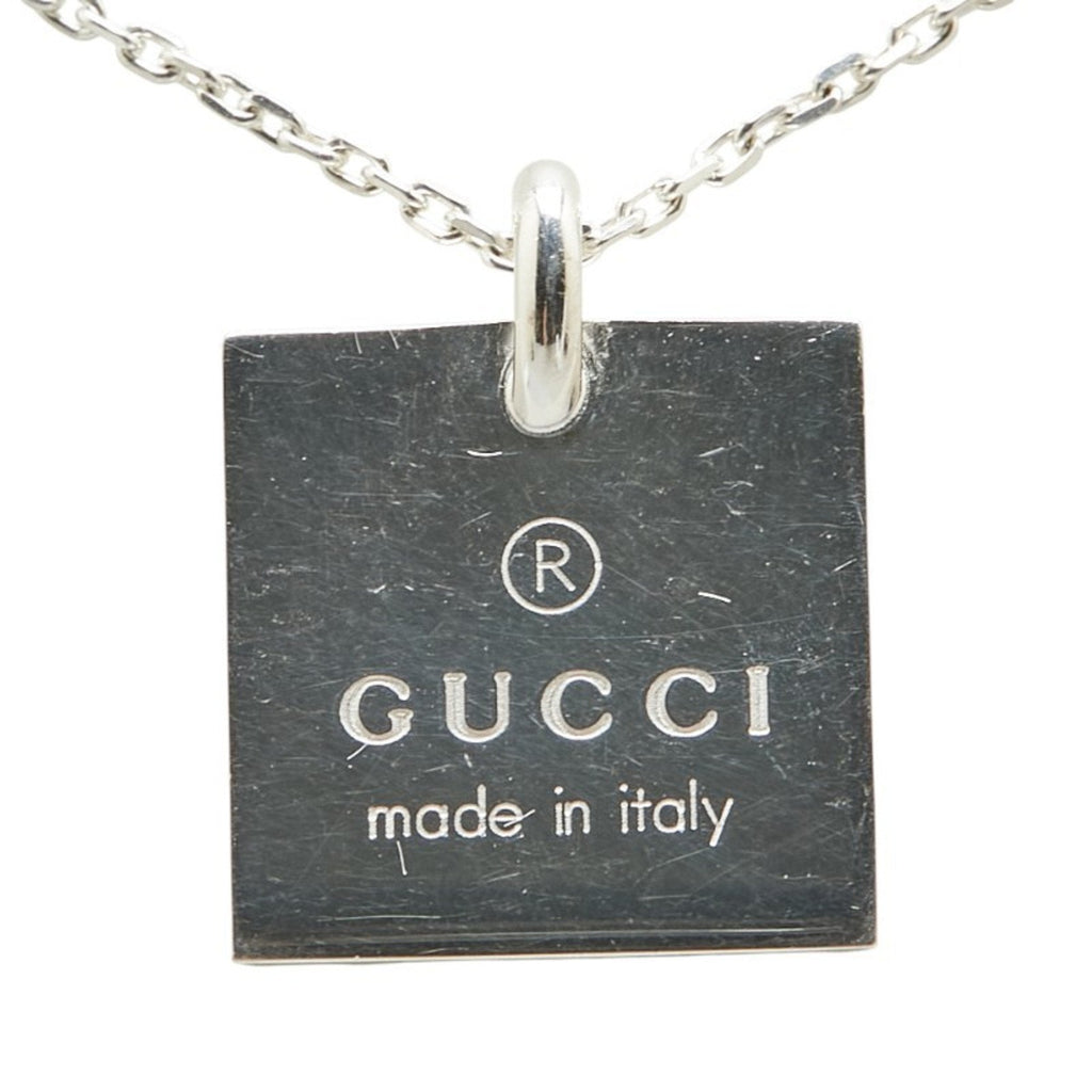 Square Plate Pendant Necklace Sterling Silver