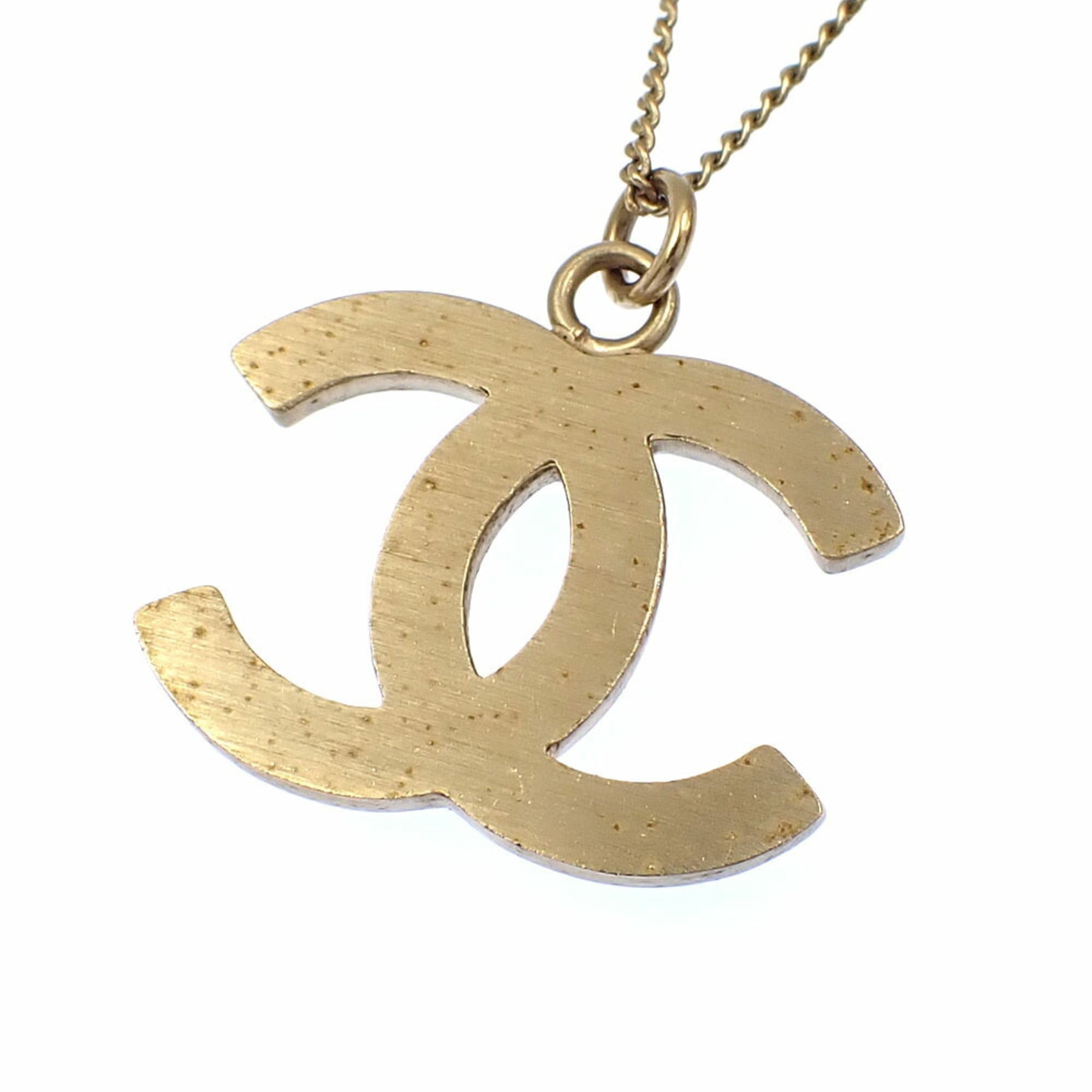 CC Logo Pendant Necklace Gold-Tone Metal