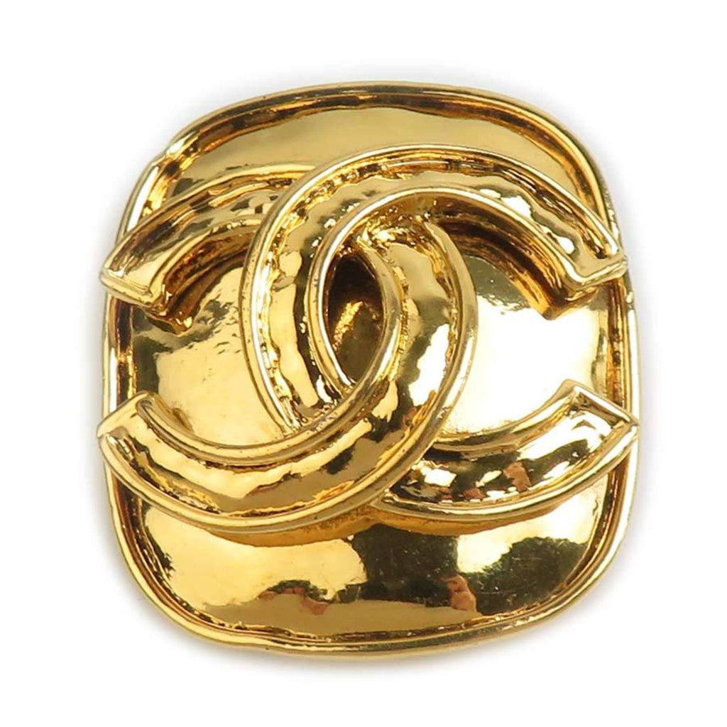 CC Logo Brooch Gold-Tone Metal