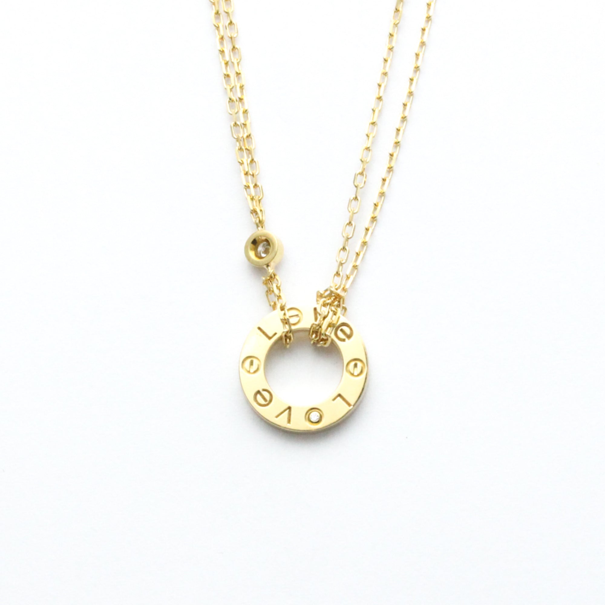 Love Circle Pendant Necklace 18K Yellow Gold with Diamond