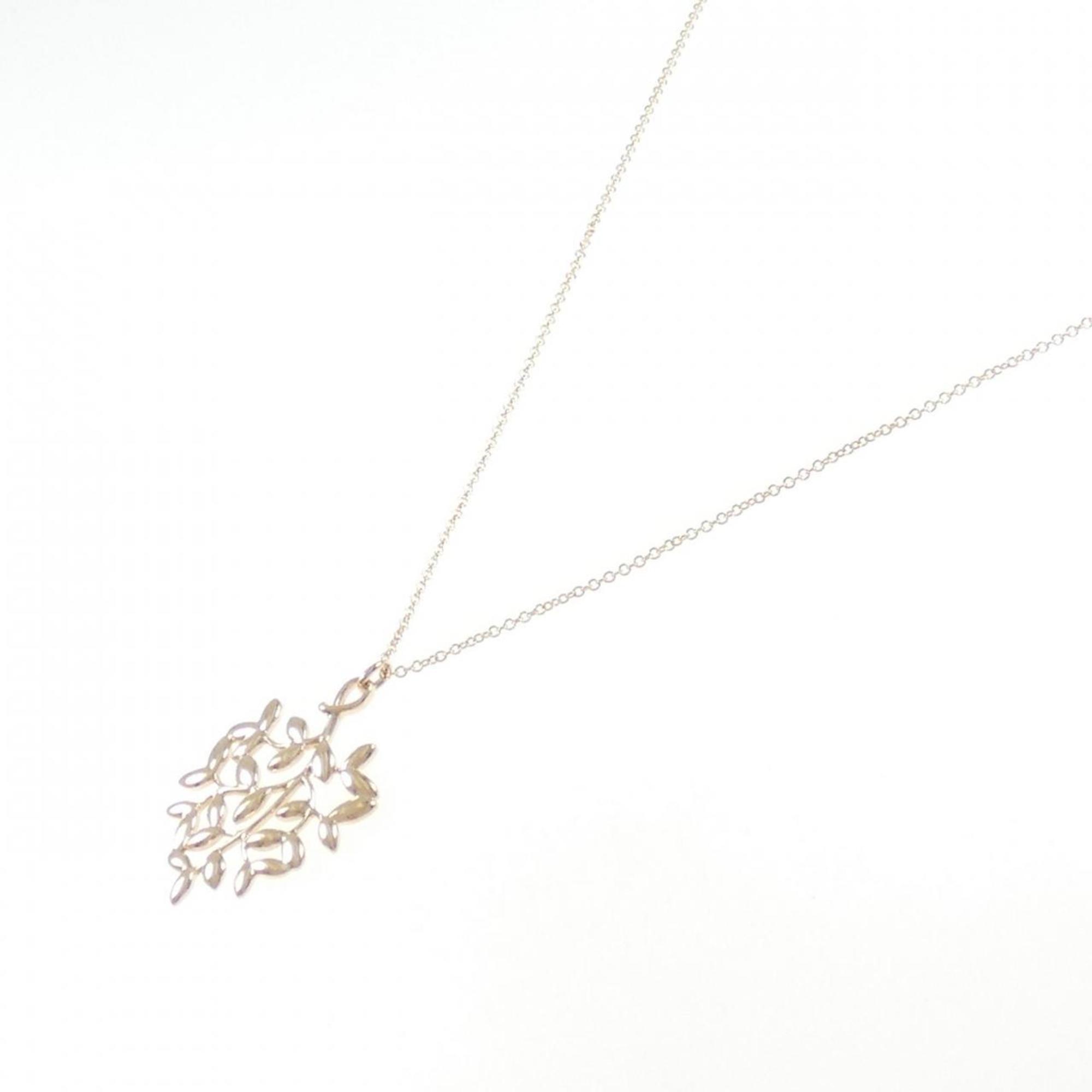 Olive Leaf Pendant Necklace 18K Rose Gold Small