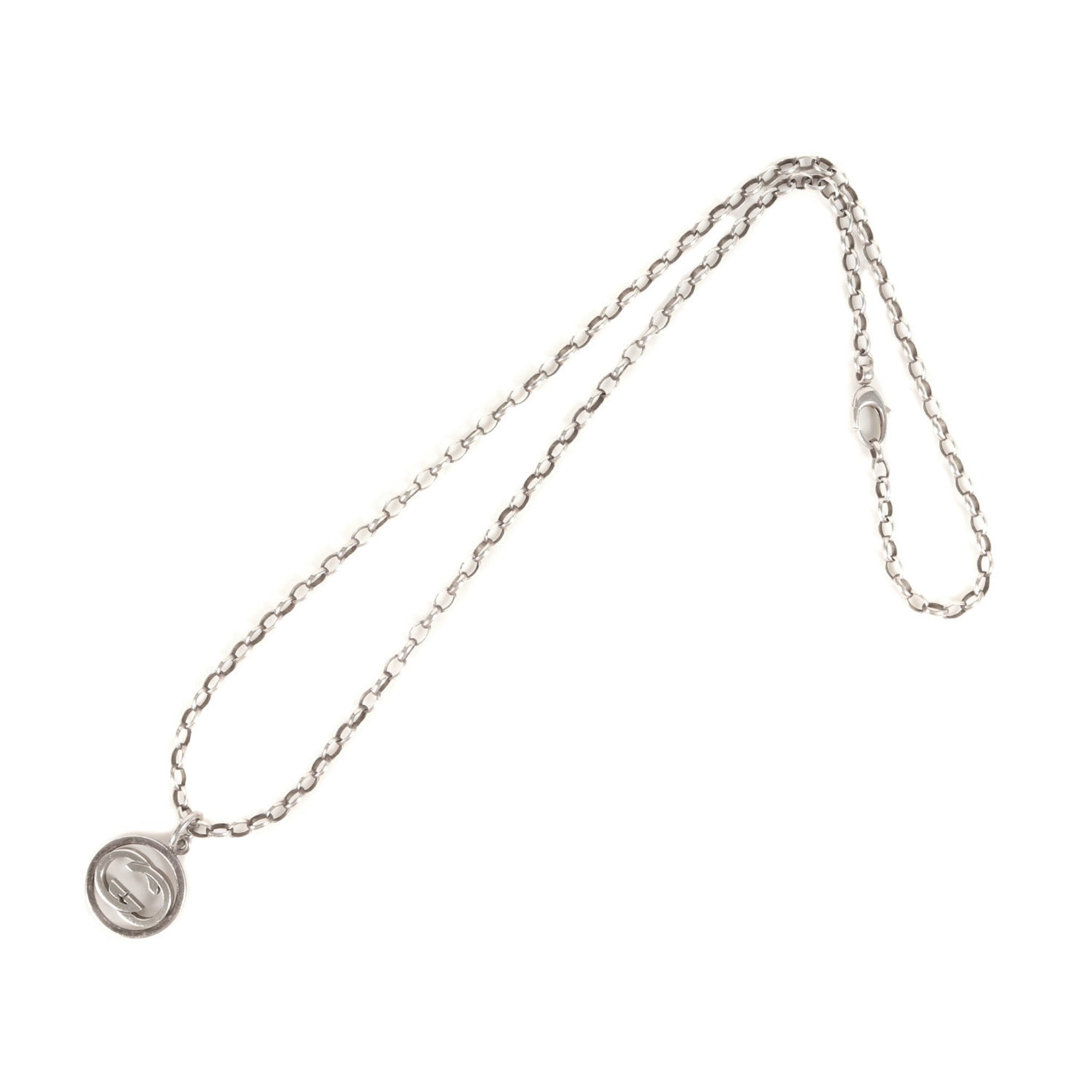 Circle Interlocking GG Pendant Necklace Sterling Silver
