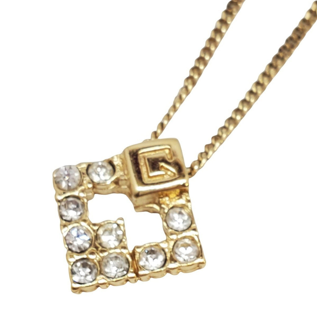 Pendant Necklace Gold with Rhinestone