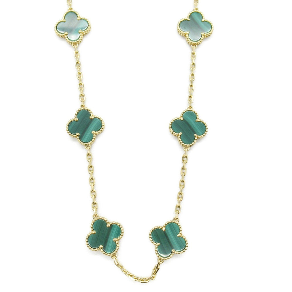 Vintage Alhambra Pendant Necklace 18K Yellow Gold and Malachite