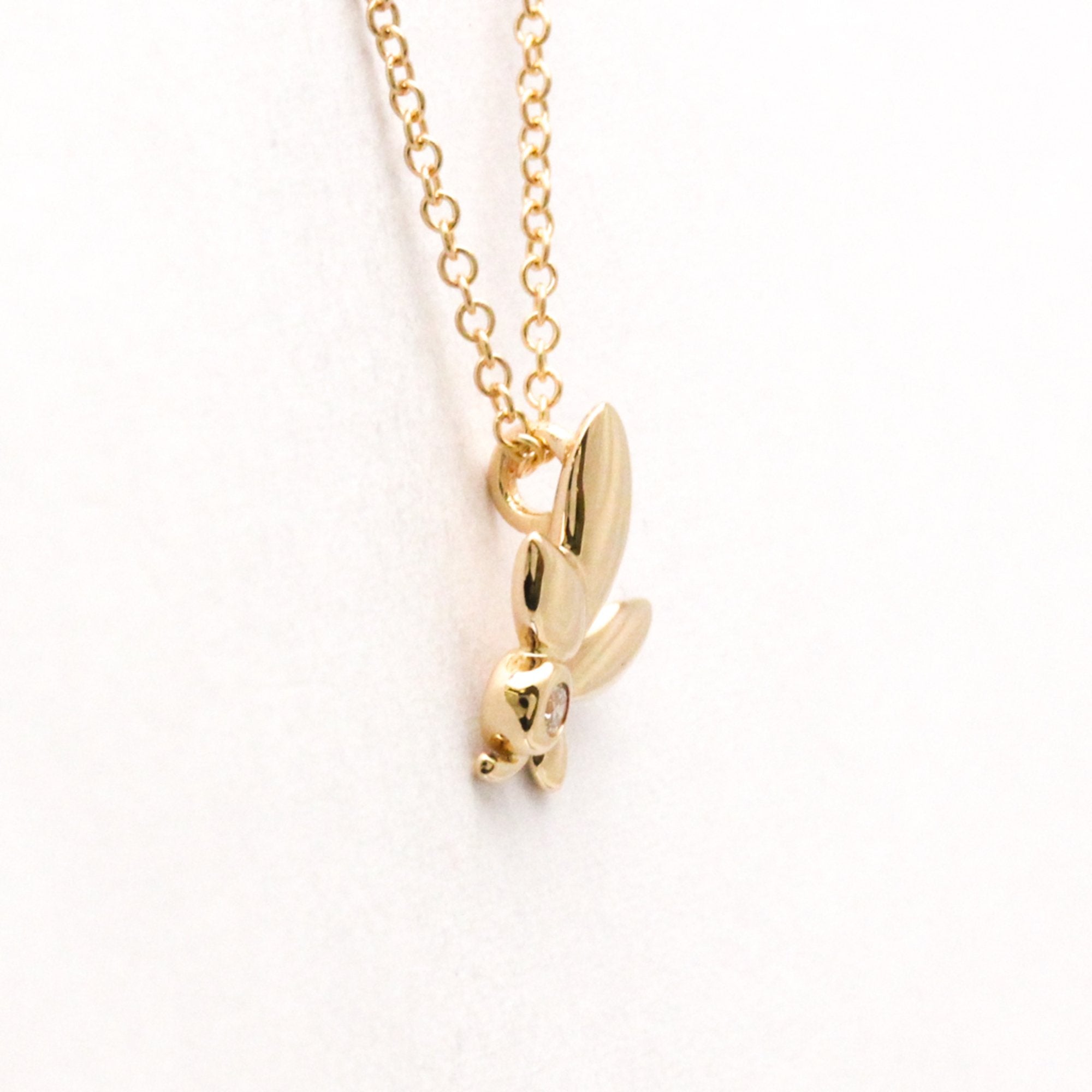 Olive Leaf Pendant Necklace 18K Rose Gold with Diamond