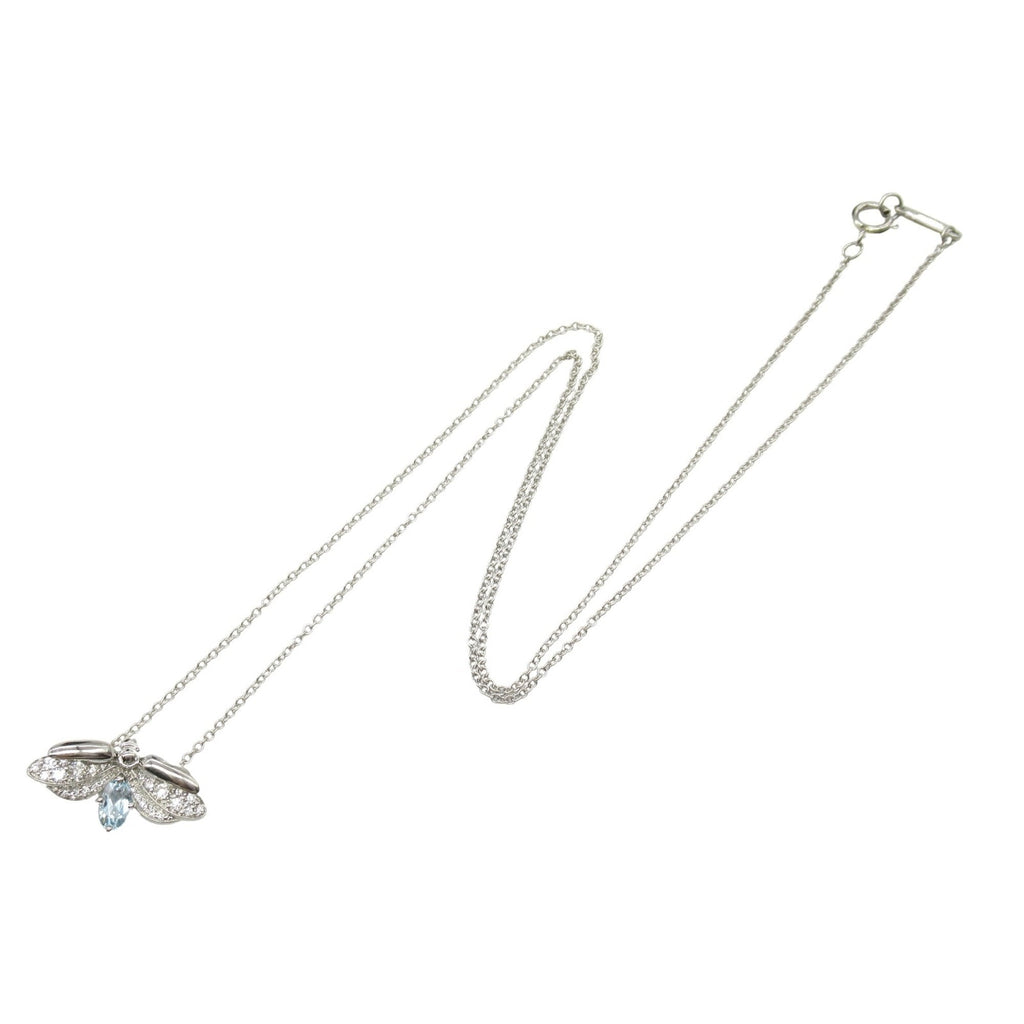 Pendant Necklace Platinum with Aquamarine and Diamond