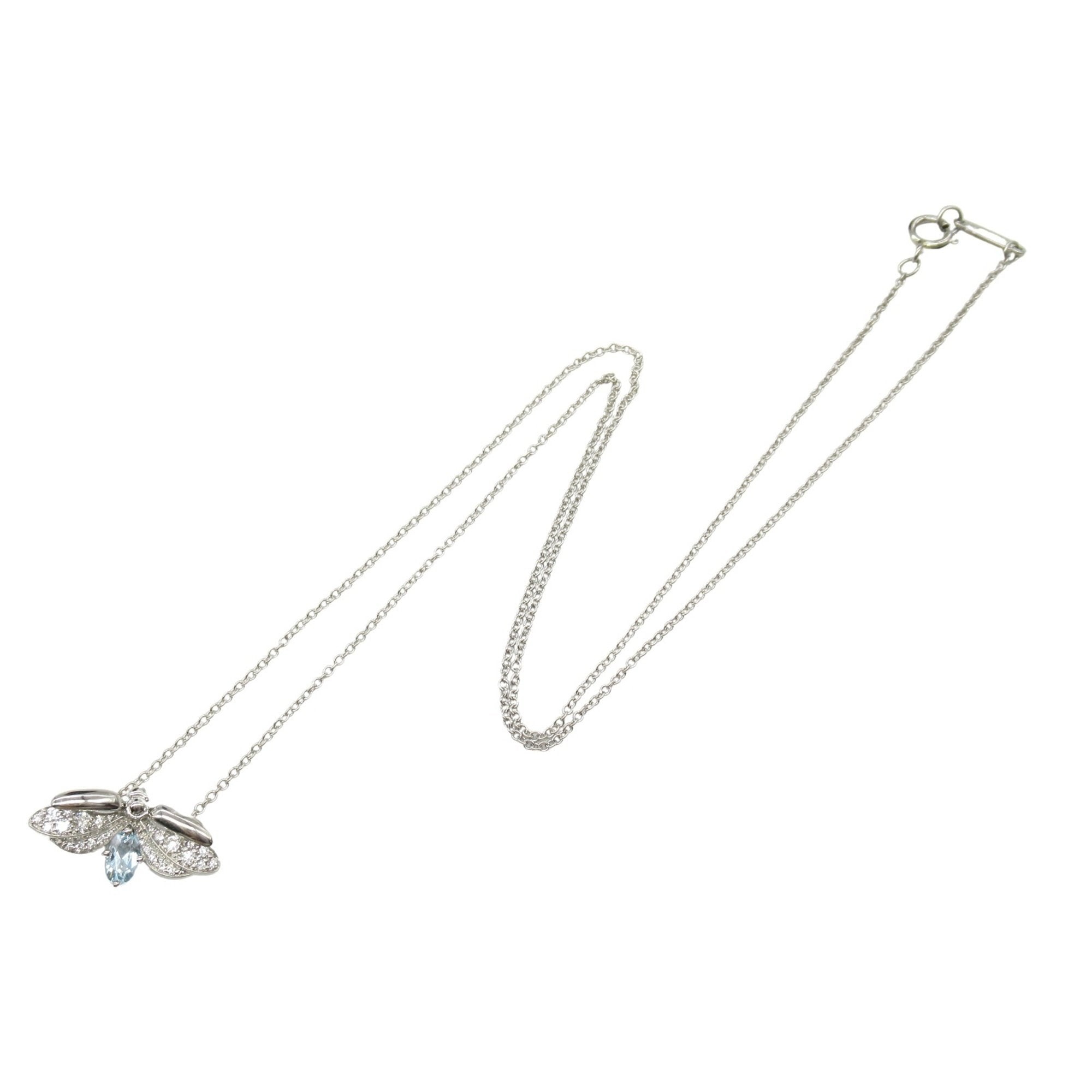 Pendant Necklace Platinum with Aquamarine and Diamond