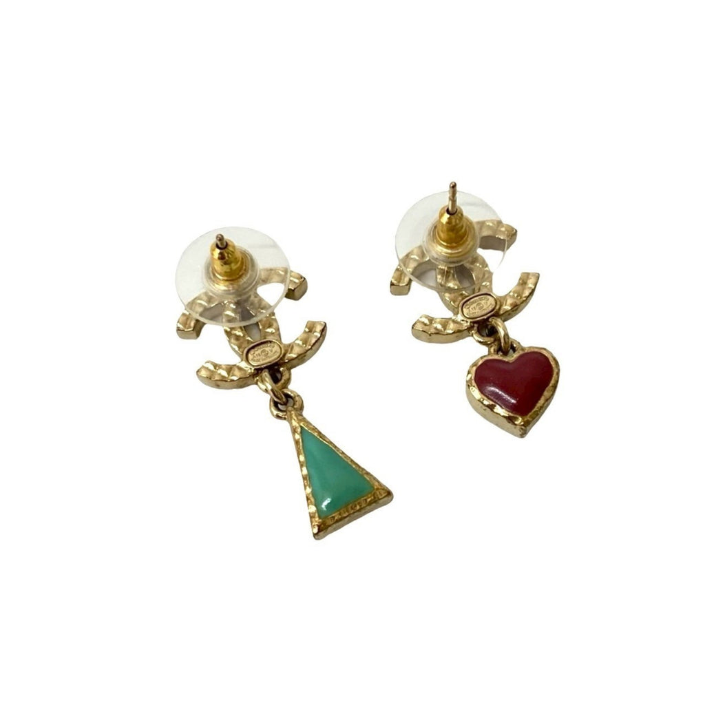 CC Logo Heart Earrings Metal Rose Gold-Tone Metal