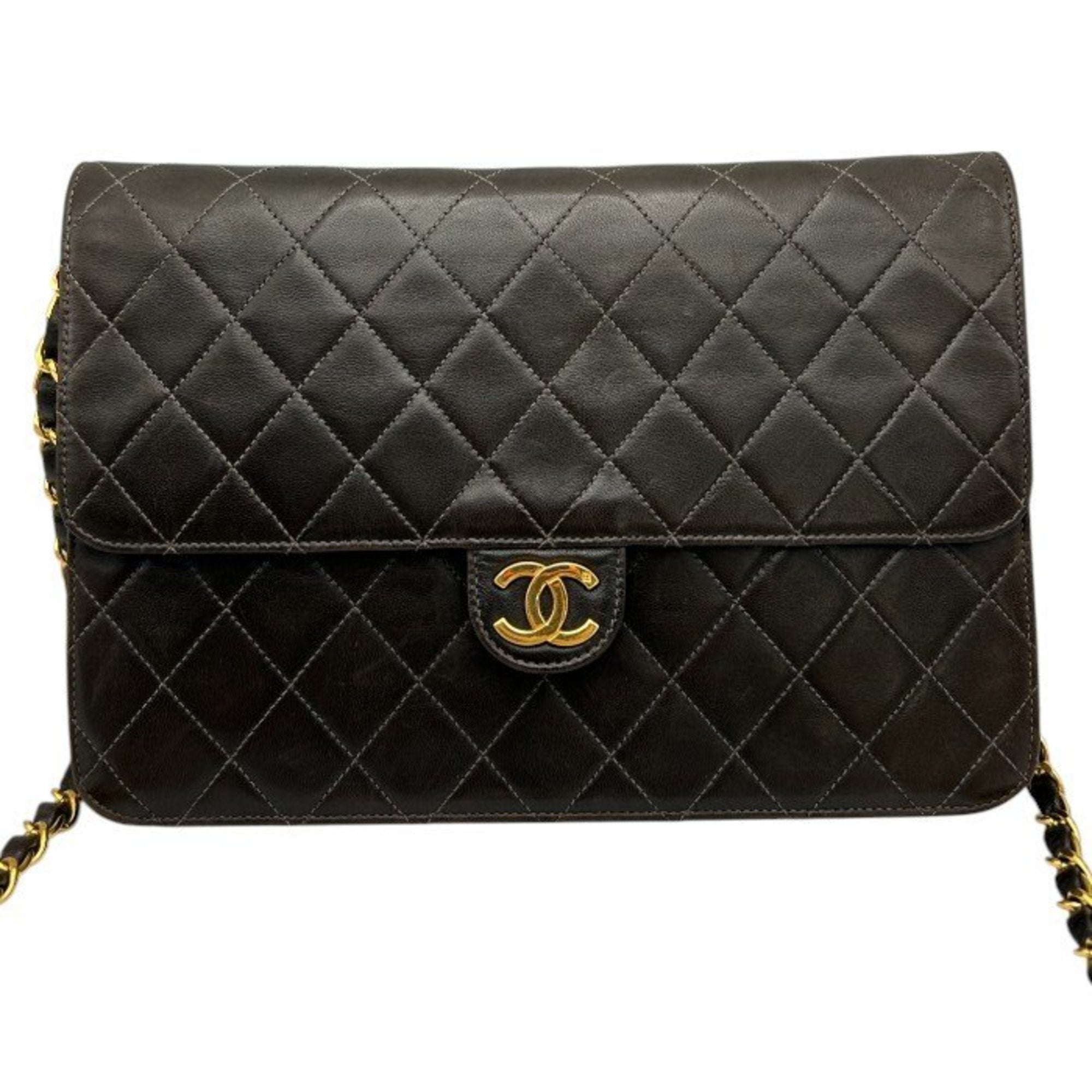 Vintage Clutch with Chain Quilted Leather Medium
