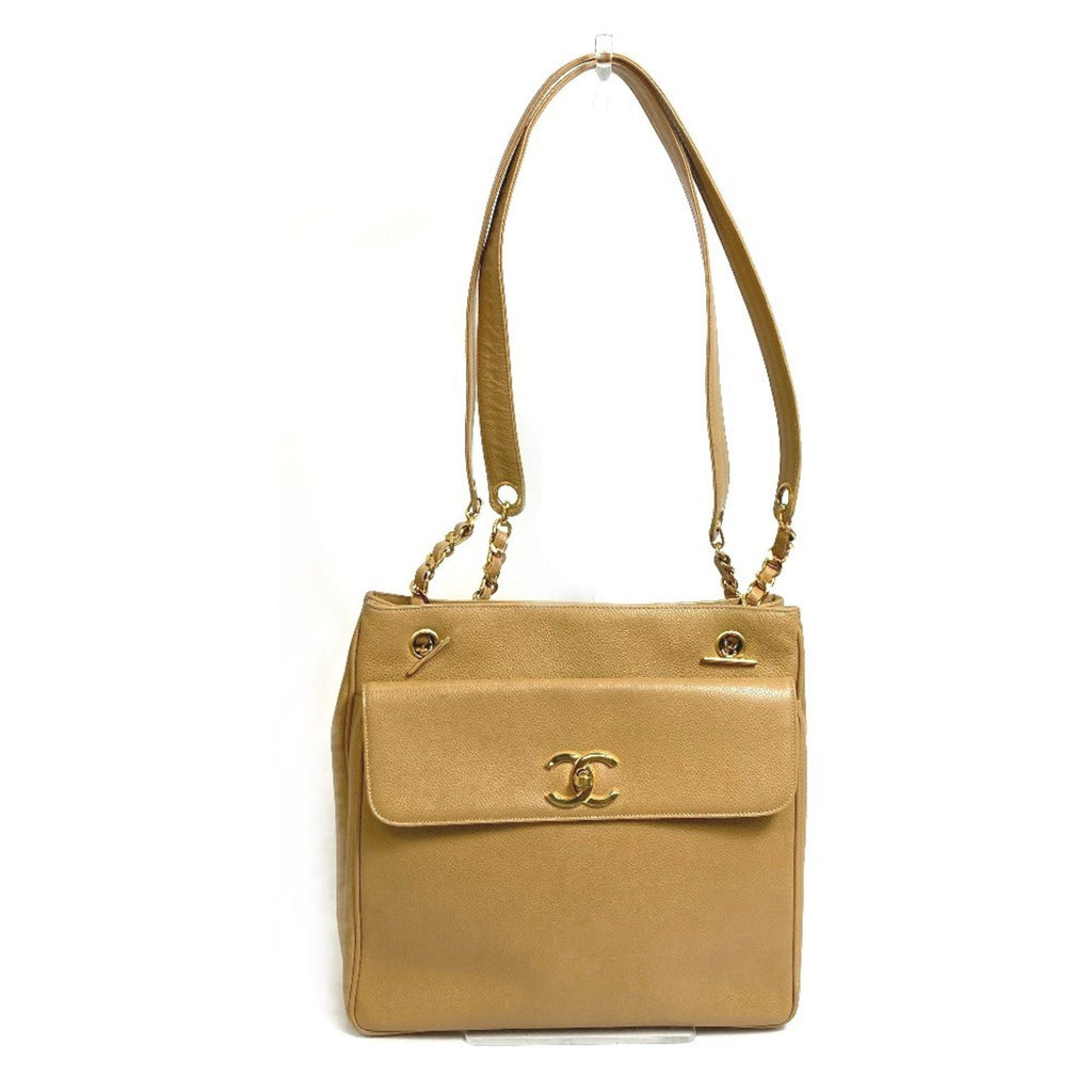 Vintage Front Pocket Tote Caviar Small