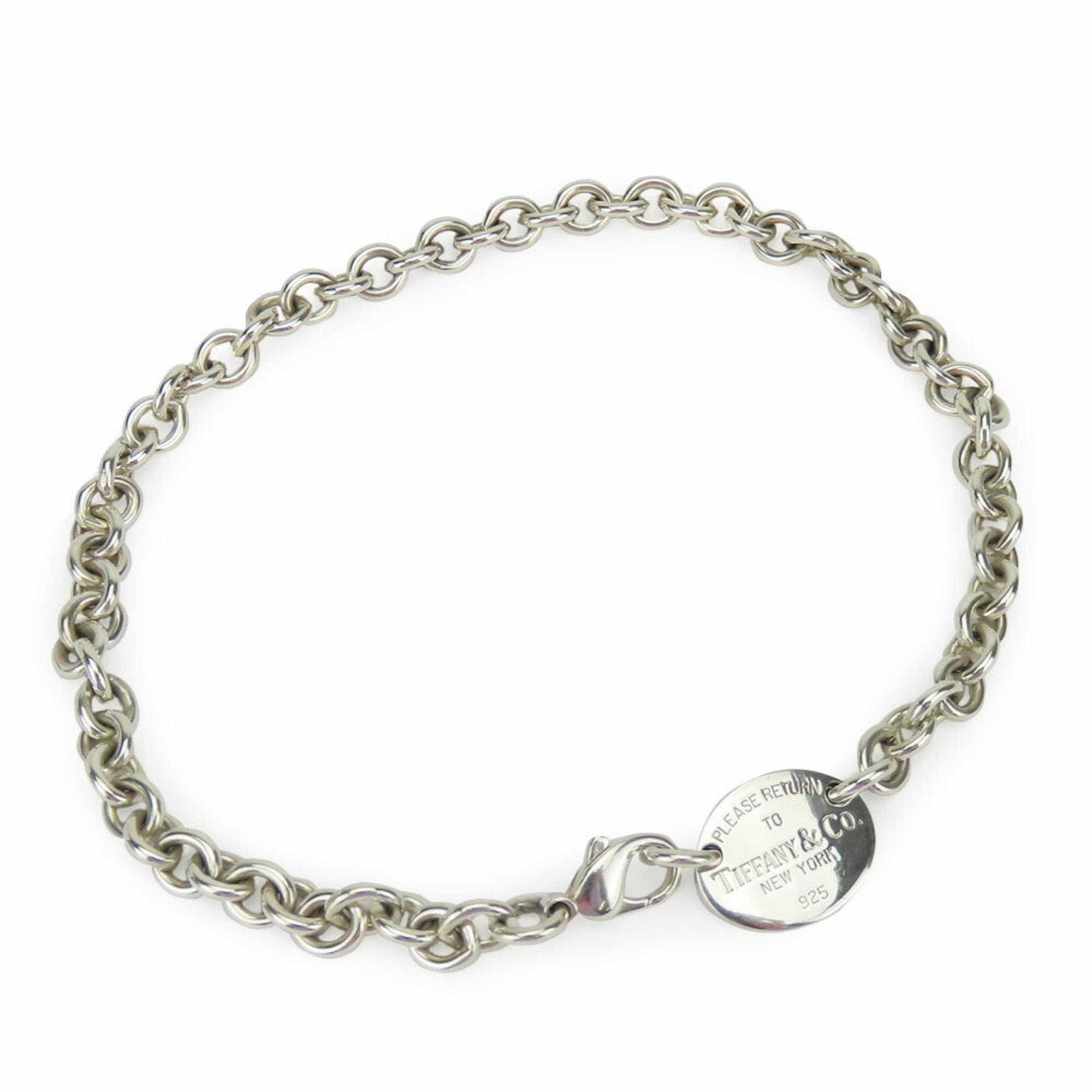 Oval Tag Chain Necklace Sterling Silver