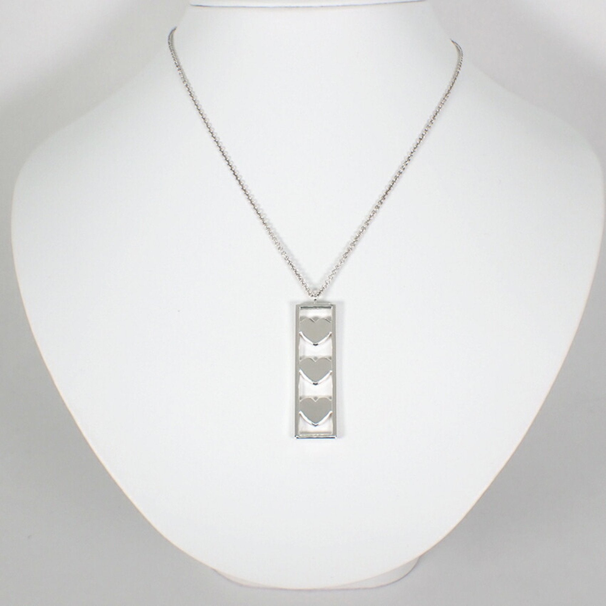 Triple Heart Pendant Necklace Sterling Silver