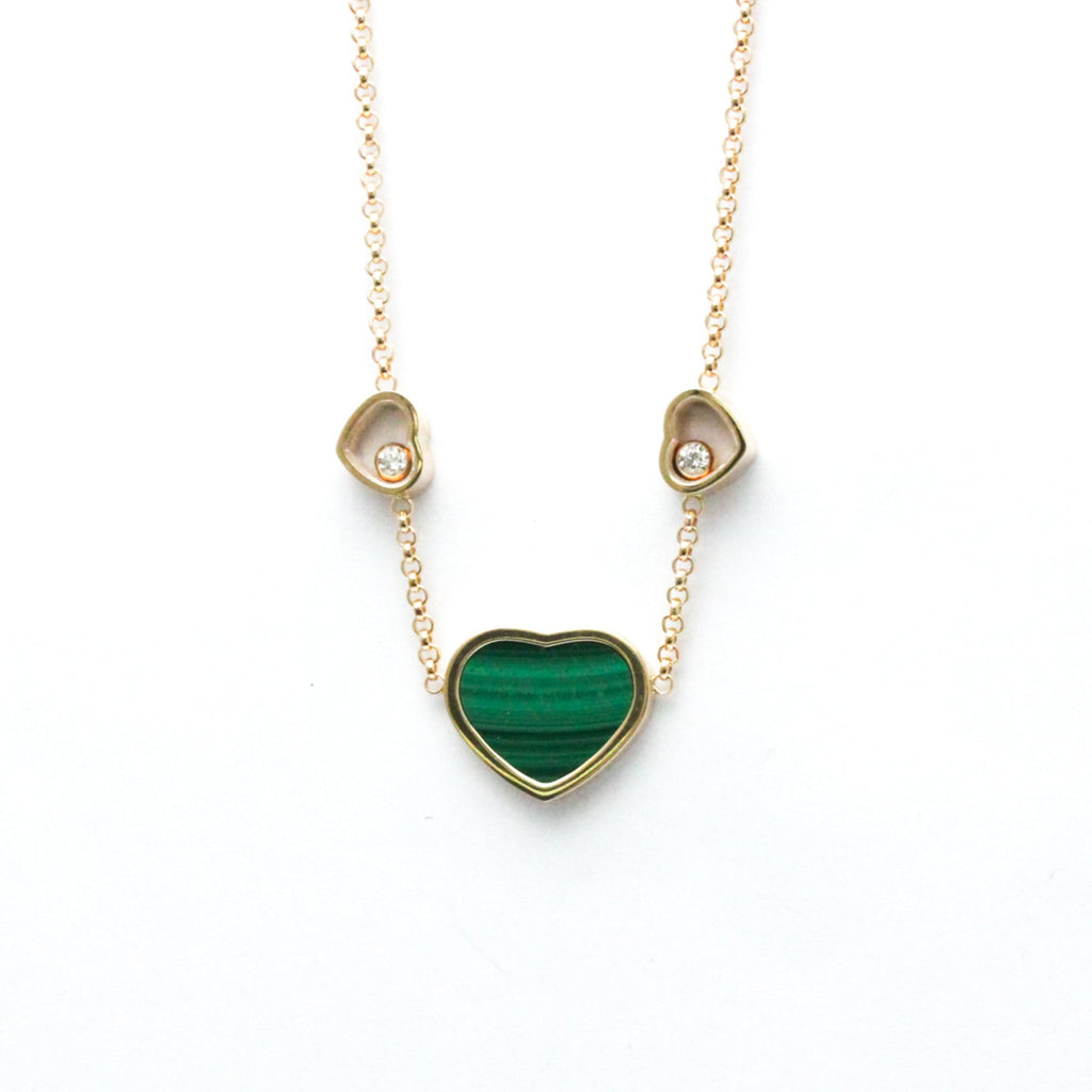 Pendant Necklace 18K Rose Gold with Diamond and Malachite
