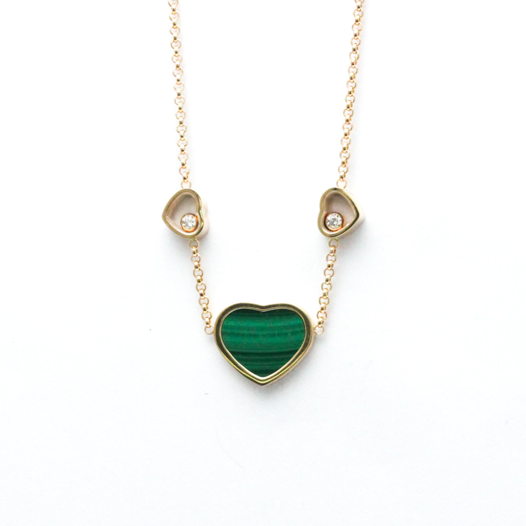 Pendant Necklace 18K Rose Gold with Diamond and Malachite