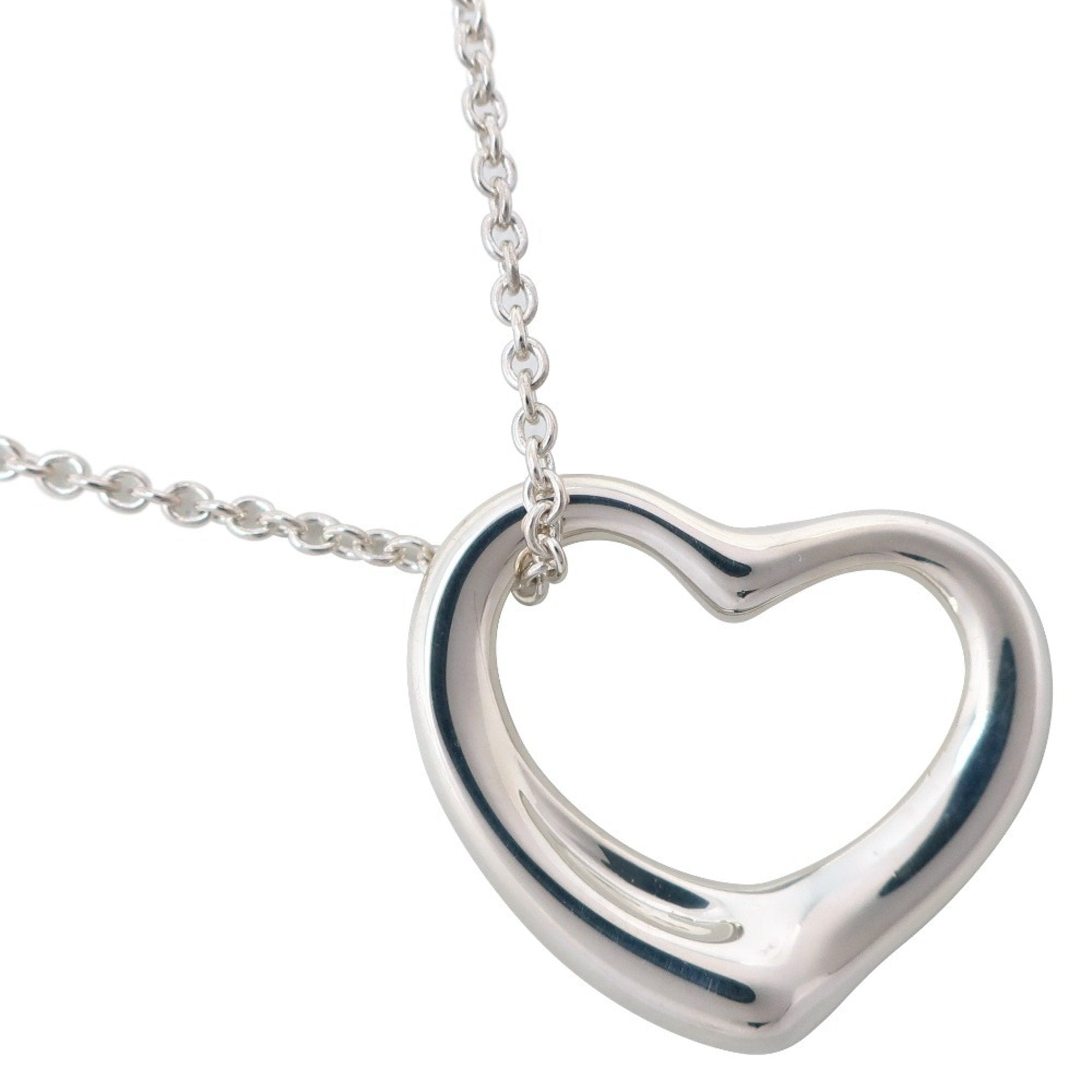 Open Heart Pendant Necklace Sterling Silver 20mm