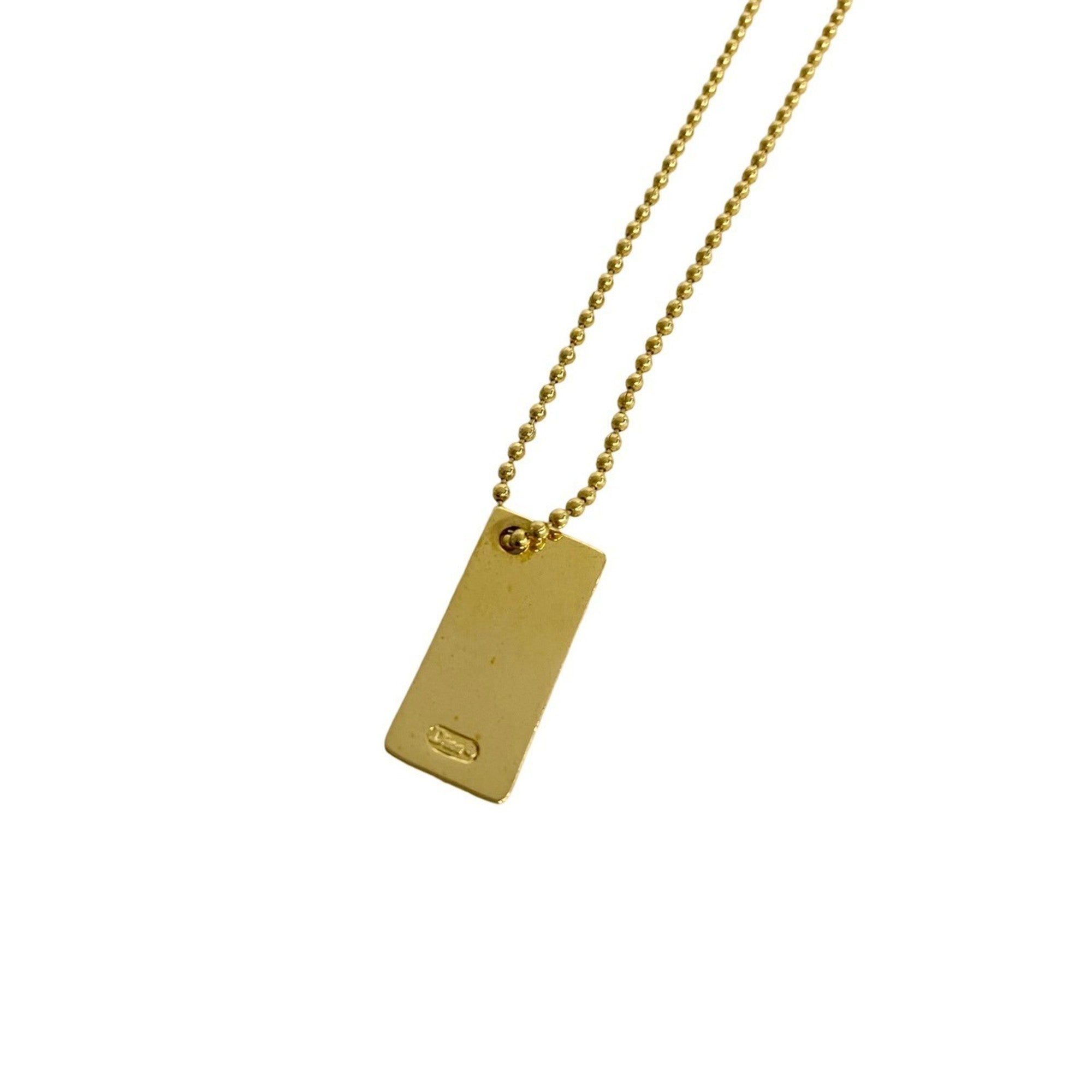 Plate Motif Ball Chain Pendant Necklace Gold