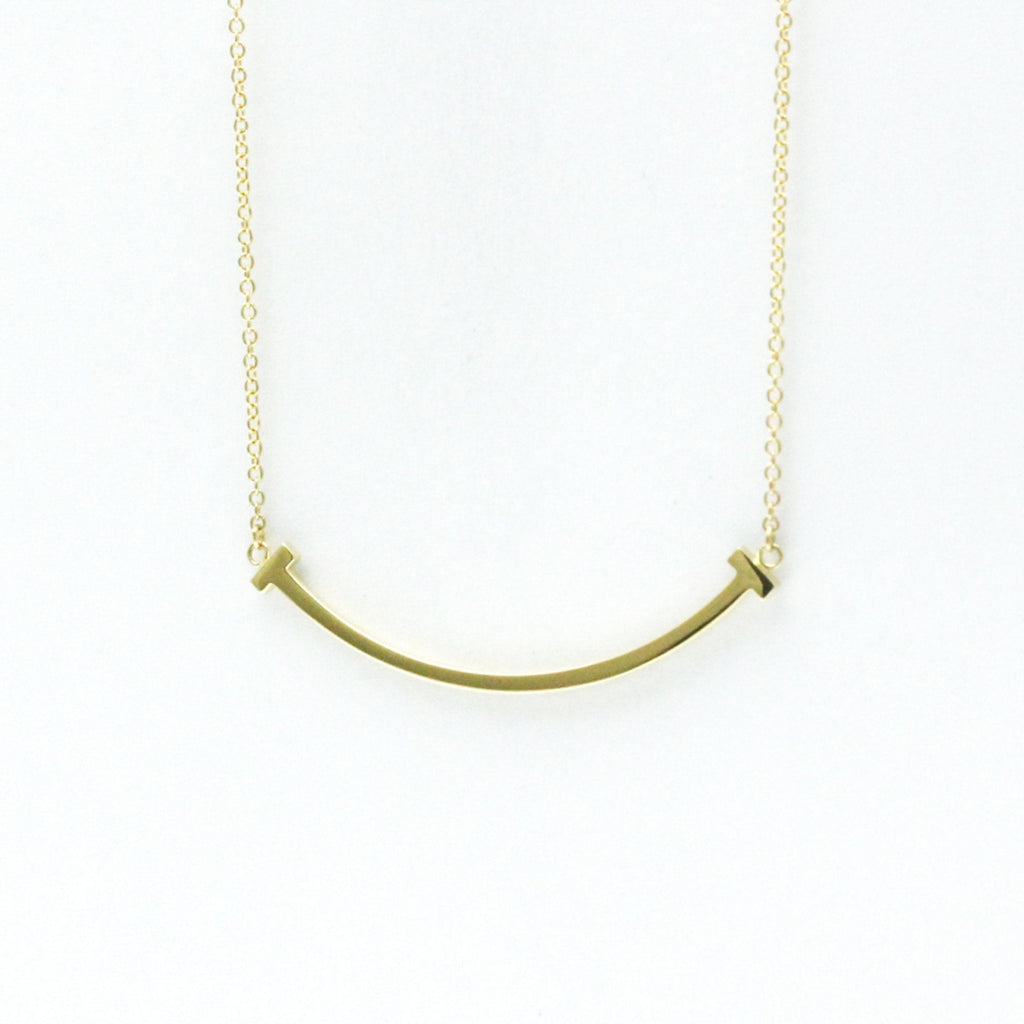 T Smile Pendant Necklace 18K Yellow Gold