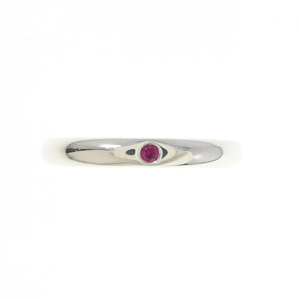 Band Ring Sterling Silver with Ruby
